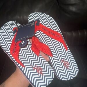 U.S. Polo Assn. Red Strap Chevron Flip Flops NWT Women Size 7-8